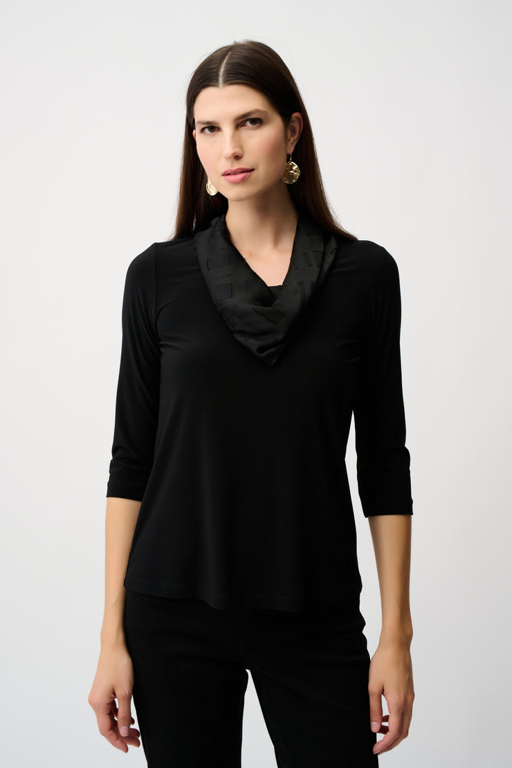 Silky Knit & Satin Burnout Fitted Top