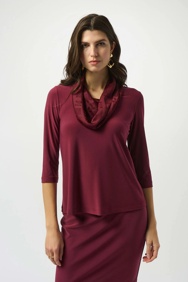 Silky Knit & Satin Burnout Fitted Top