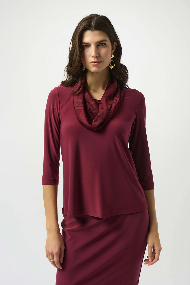 Silky Knit & Satin Burnout Fitted Top