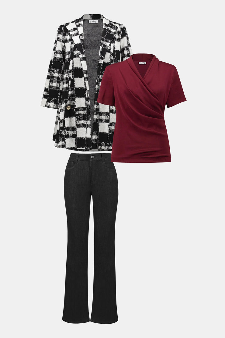 Recycled Satin And Silky Knit Wrap Top