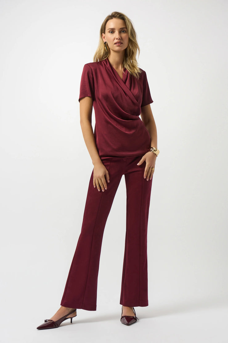 Recycled Satin And Silky Knit Wrap Top