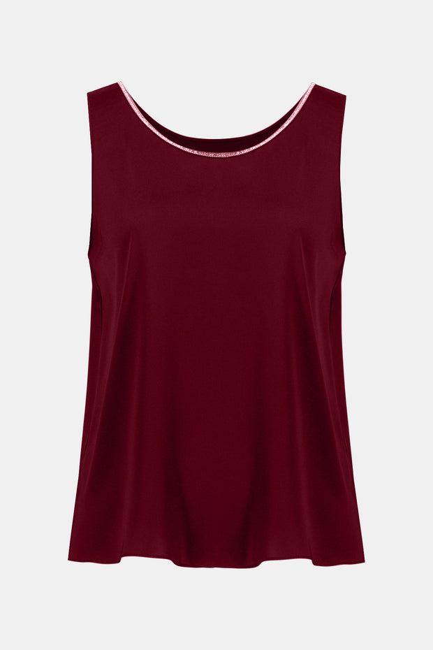 Signature | Recycled Satin Top with Rhinestone Trim
