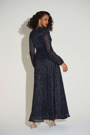 Signature | Lurex Plissé Mesh Wrap-Front Gown