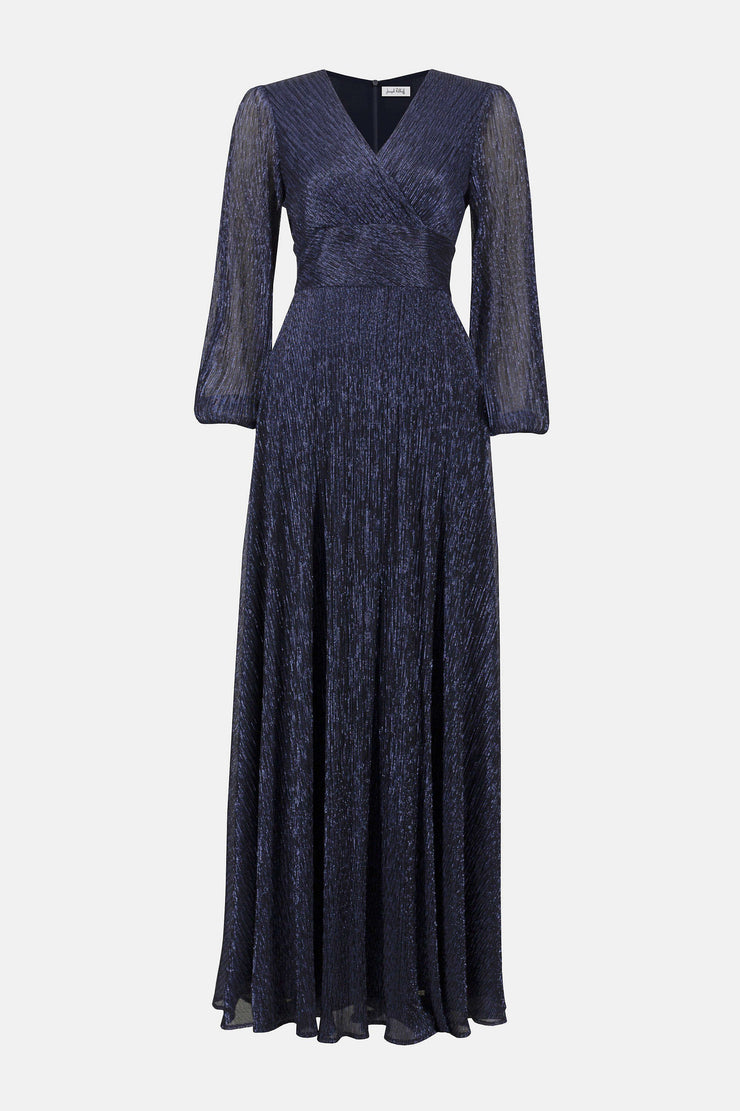 Signature | Lurex Plissé Mesh Wrap-Front Gown