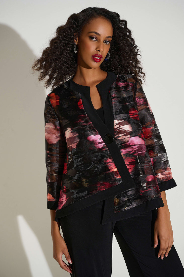Signature | Organza & Silky Knit Floral Swing Jacket