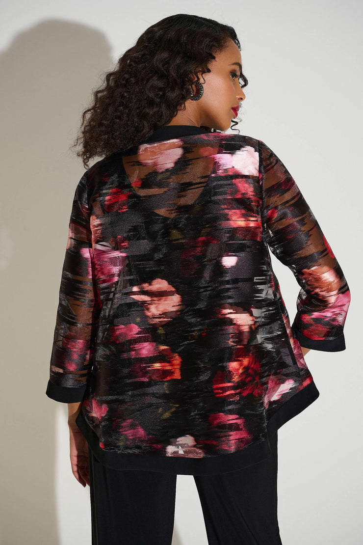 Signature | Organza & Silky Knit Floral Swing Jacket