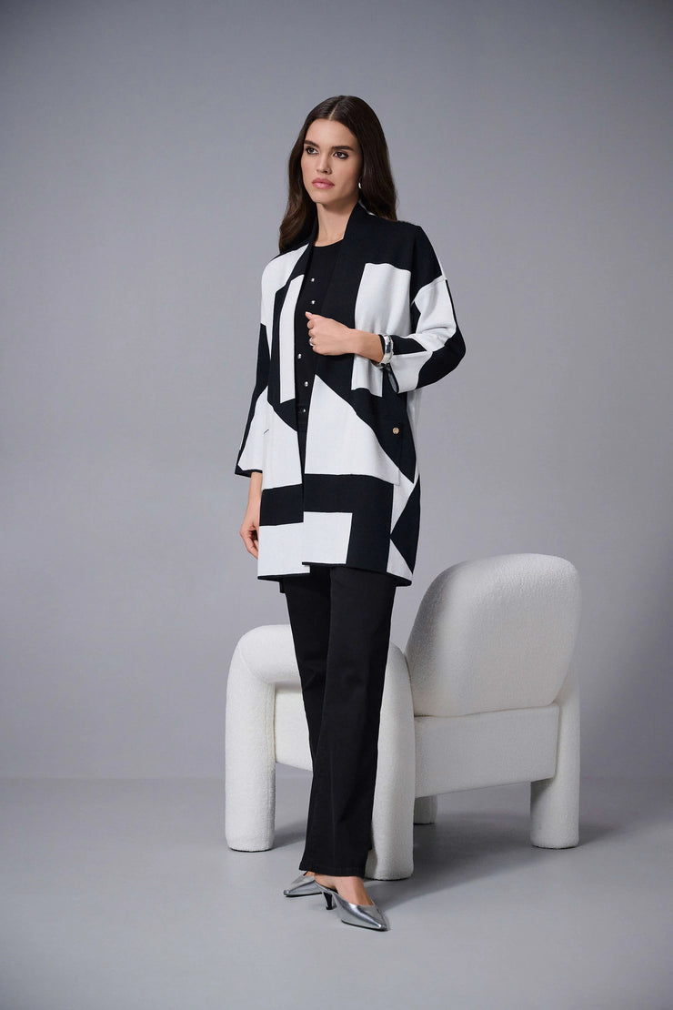 Jacquard Sweater Knit Colour-Block Cover-Up