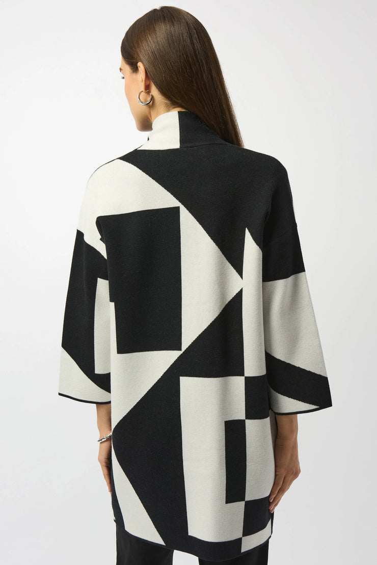 Jacquard Sweater Knit Colour-Block Cover-Up