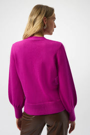 Sweater Knit Cardigan with Puff Sleeves