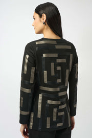 Scuba & Leatherette Collarless Jacket