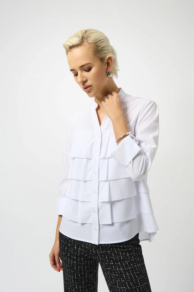 Stretch Poplin Ruffled Blouse