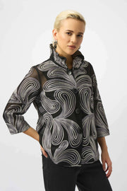 Embroidered Mesh Straight Jacket