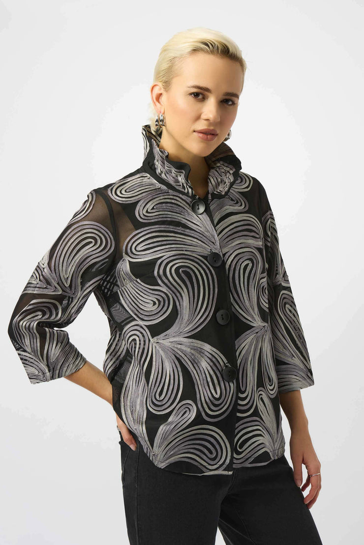 Embroidered Mesh Straight Jacket