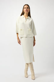 Sweater Knit Boxy Pullover With Polo Collar
