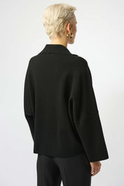 Sweater Knit Boxy Pullover With Zipped Collar