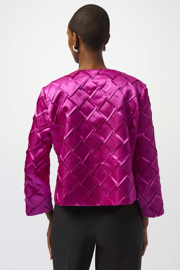 Textured Satin Collarless Jacket