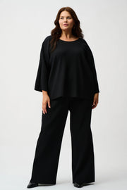 Pleated Scuba Crepe Wide-Leg Pants