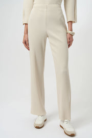 Pleated Scuba Crepe Wide-Leg Pants