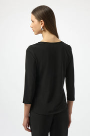 Silky Knit Straight Top With Sequins Detail