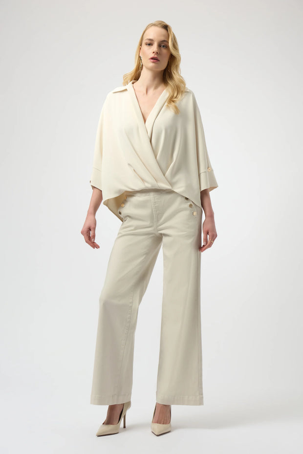 Woven Twill Boxy Wrap Top