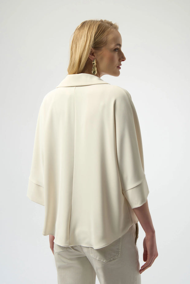 Woven Twill Boxy Wrap Top