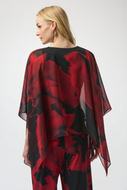 Chiffon Abstract Print Poncho Top