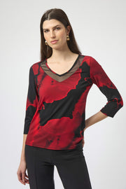 Silky Knit Abstract Print Fitted Top