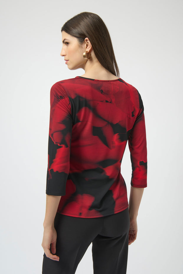 Silky Knit Abstract Print Fitted Top