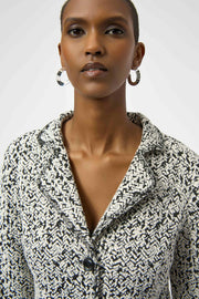 Abstract Jacquard Knit Fitted Blazer