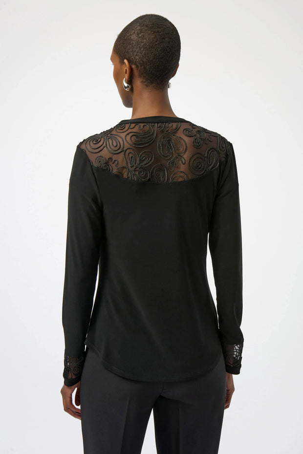 Silky Knit & Soutache Mesh Fitted Tunic
