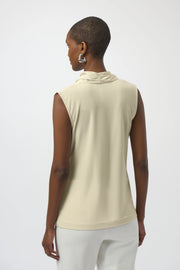 Recycled Satin & Silky Knit Sleeveless Wrap Top