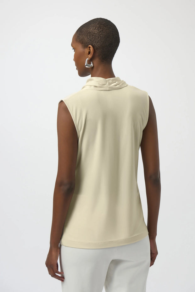 Recycled Satin & Silky Knit Sleeveless Wrap Top