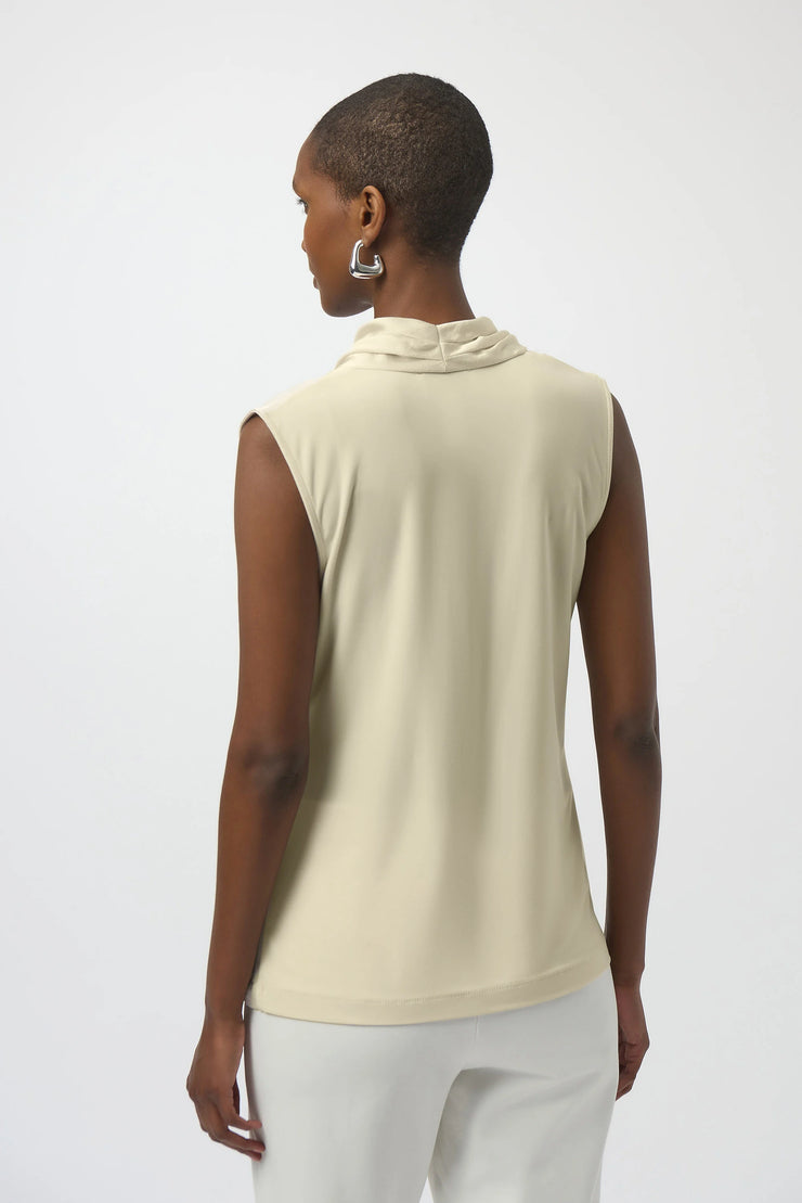 Recycled Satin & Silky Knit Sleeveless Wrap Top