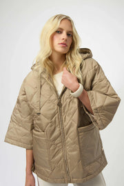 Woven Diamond Quilt Hooded Jacket
