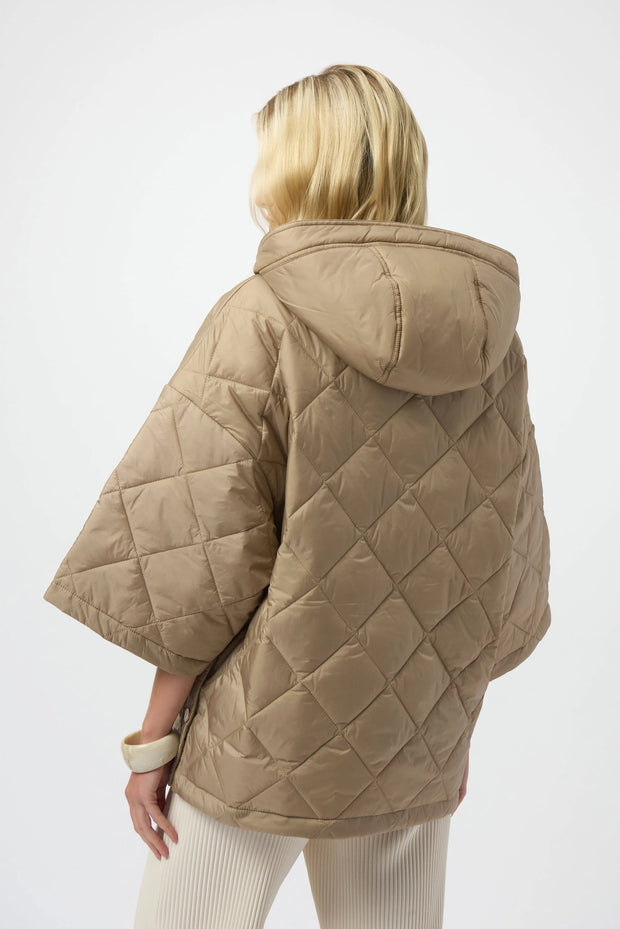 Woven Diamond Quilt Hooded Jacket