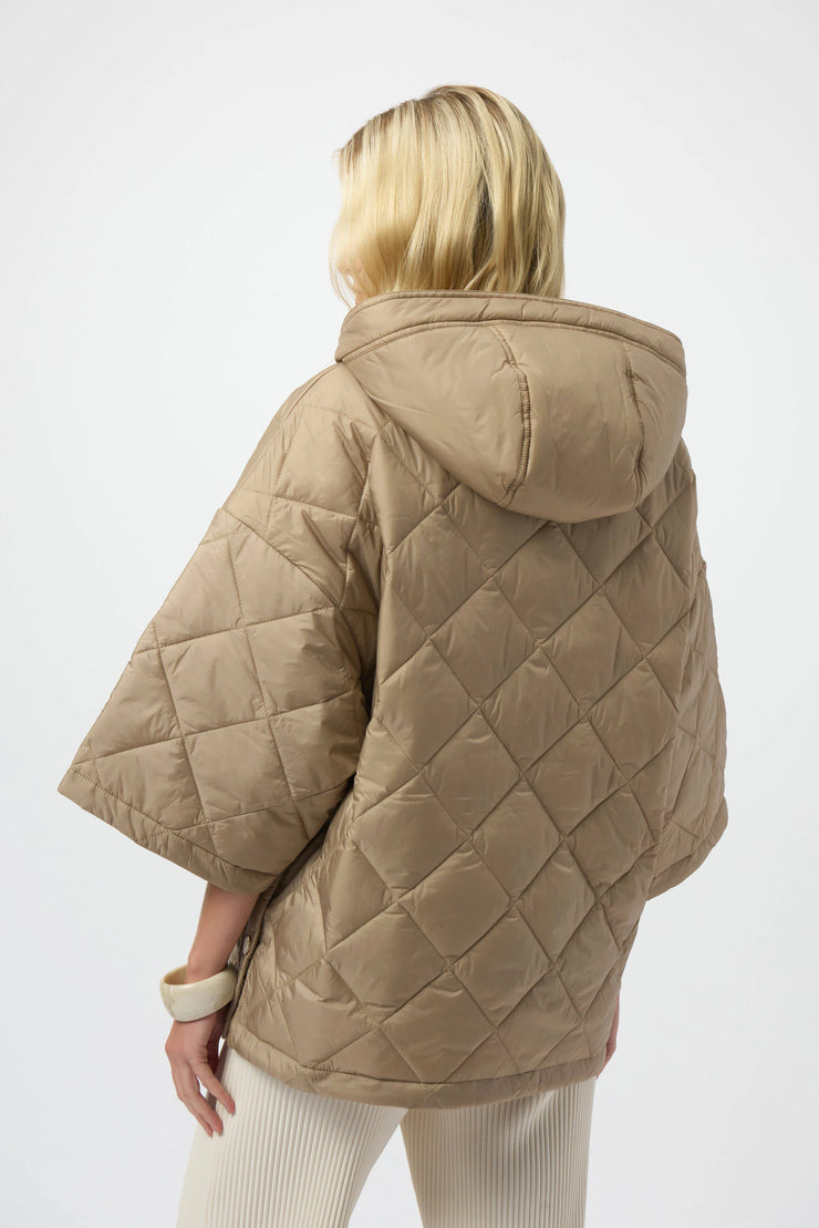 Woven Diamond Quilt Hooded Jacket