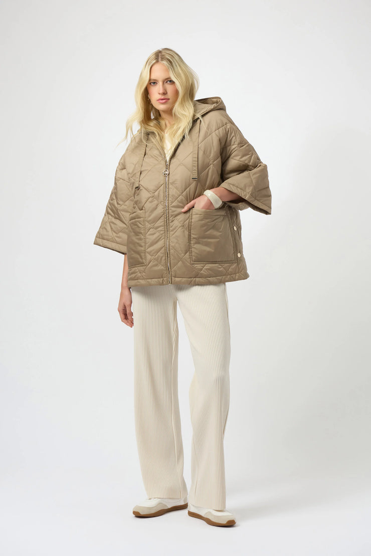 Woven Diamond Quilt Hooded Jacket