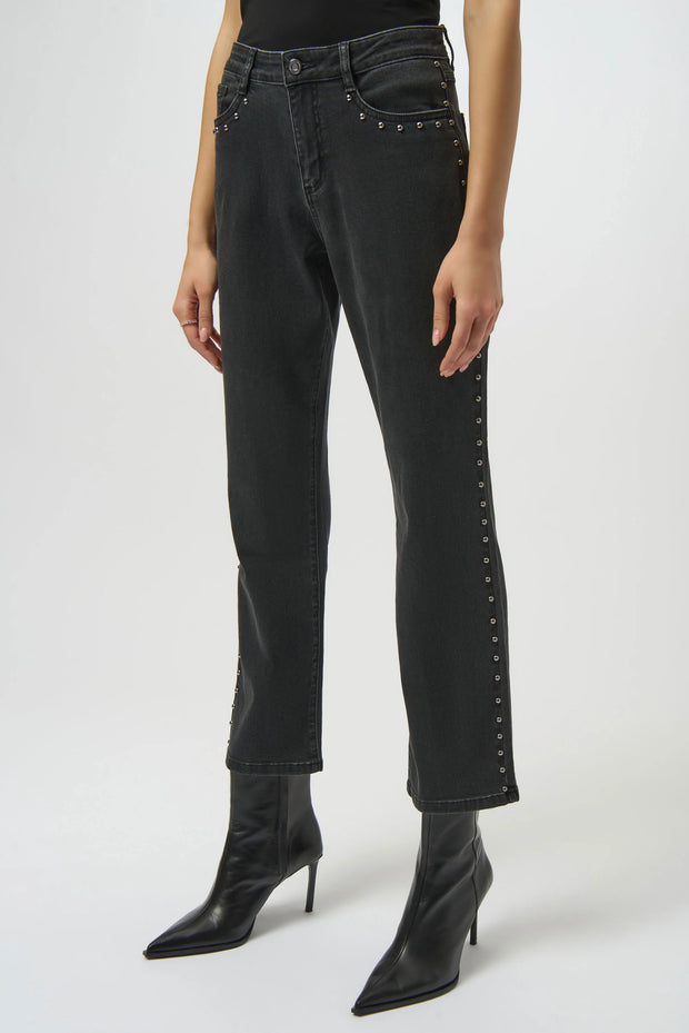 Classic Straight Leg Jeans with Studded Seams