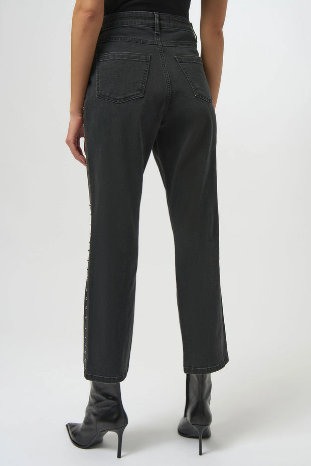 Classic Straight Leg Jeans with Studded Seams