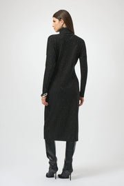 Sequined Sweater Knit Turtleneck Sheath Dress