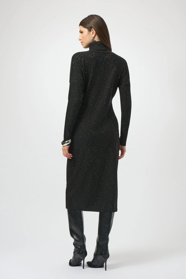 Sequined Sweater Knit Turtleneck Sheath Dress