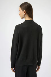 Sweater Knit Mock Neck Pullover with Rhinestones