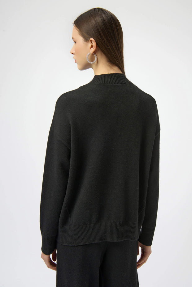 Sweater Knit Mock Neck Pullover with Rhinestones