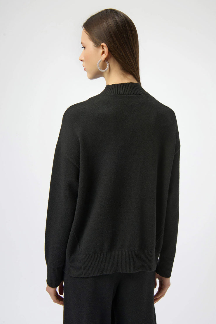 Sweater Knit Mock Neck Pullover with Rhinestones