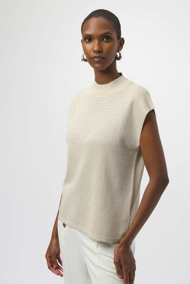 Sweater Knit Sleeveless Pullover with Iron-On Detail