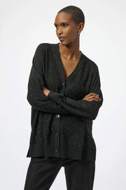 Sequined Sweater Knit Button-Front Cardigan