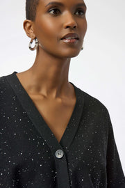 Sequined Sweater Knit Button-Front Cardigan