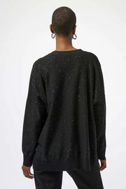 Sequined Sweater Knit Button-Front Cardigan