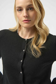 Cashmere Button-Front Crew Neck Cardigan