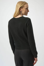 Cashmere Button-Front Crew Neck Cardigan